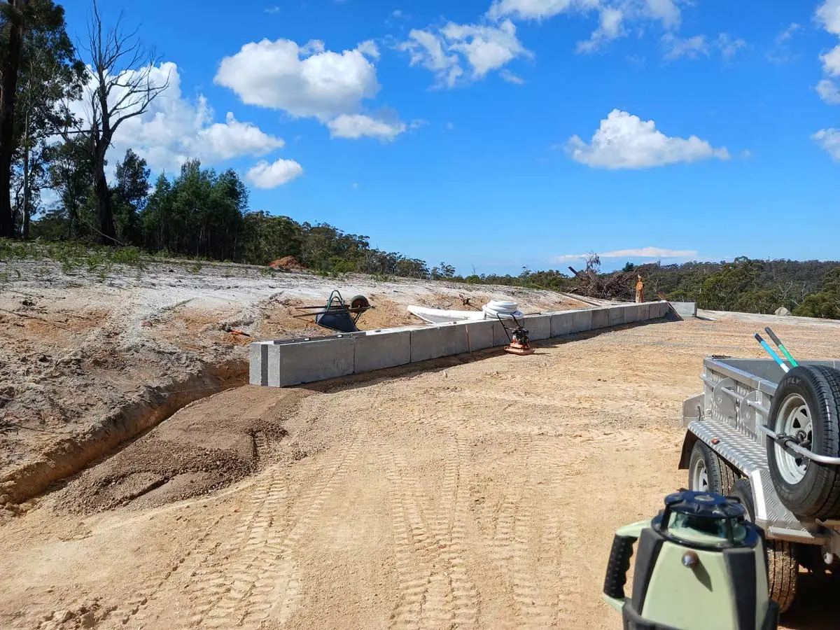 Beaumaris site preparation and retaining wall